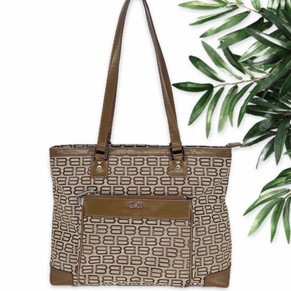 Balenciaga BB Logo Tote Bag w/Caramel Leather Trim w/COA